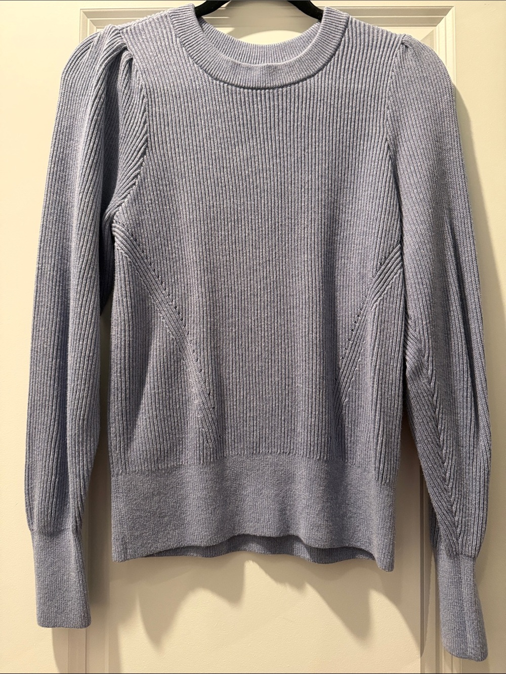 Abercrombie & Fitch Periwinkle Ribbed Puff-Sleeve Sweater
